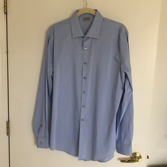 Reaction Kenneth Cole Long Sleeve Button Down Shirt Size 16.5 GUC Blue - Picture 1 of 8